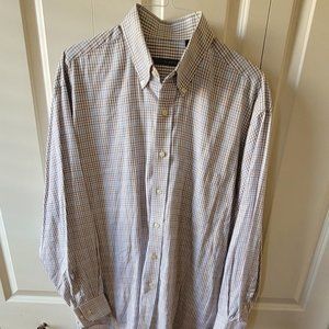 Saks Fifth Ave. Tattersall Check Cotton Long-Sleeved Shirt. Size L. NWOT
